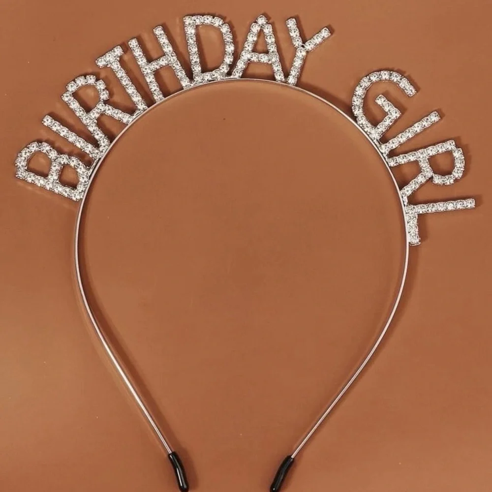 Brand New Silver Rhinestone Birthday Girl Headband